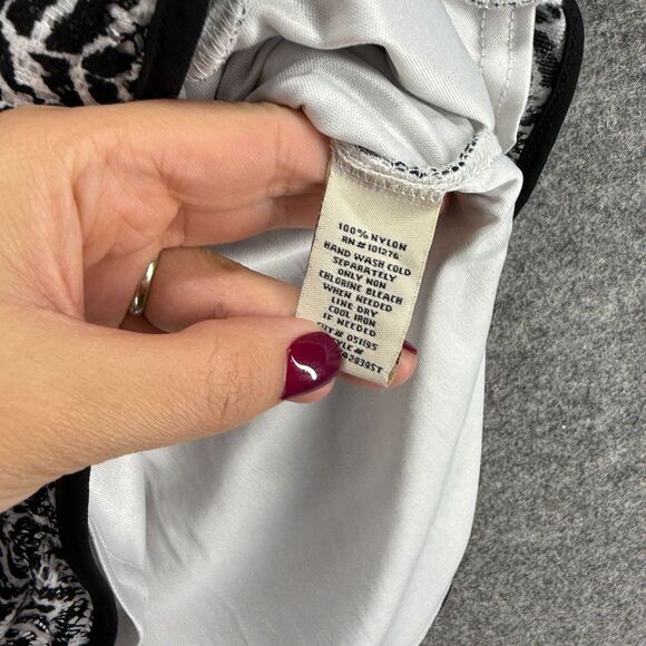 Beige Blouse Women XL Black Geometric Short Sleeve Round Neck Pullover Casual - Picture 5 of 8